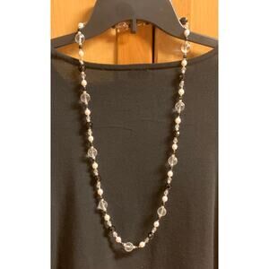 LUC (Lucas Lameth) Sterling Silver, Onyx, Crystal and Freshwater Pearl Necklace